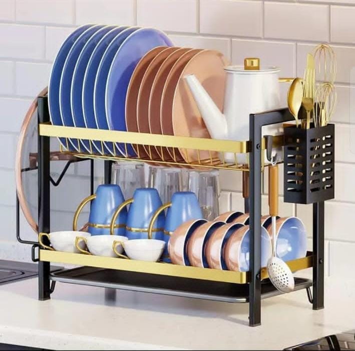 2 Tier Black Dish Rack